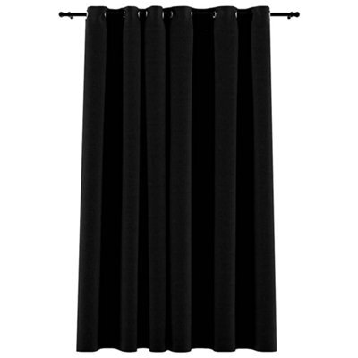 Berkfield Premium Linen-Look Blackout Curtains With Grommets Black 290X245Cm