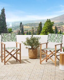 Beliani Set Of 2 Garden Chairs Cine Acacia Wood White - thumbnail 2
