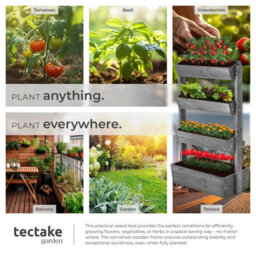 Tectake Vertical Planter Flora In A Rustic Wooden Design With 3 To 5 Tiers And Plant Fleece Included 85 X 45 X 140 Cm - Grey - thumbnail 5