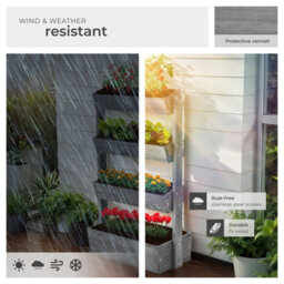 Tectake Vertical Planter Flora In A Rustic Wooden Design With 3 To 5 Tiers And Plant Fleece Included 85 X 45 X 140 Cm - Grey - thumbnail 7