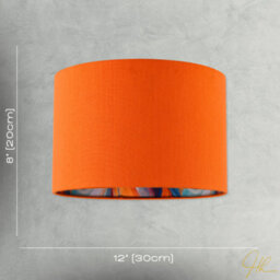 Happy Homewares Orange Linen Fabric Lamp Shade With Inner Multi Colour Marble Design - thumbnail 7