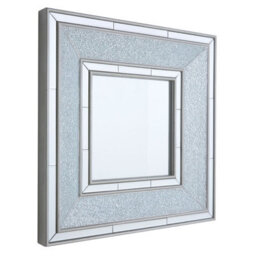 Orsina Silver Wall Mirror, Reflective Glass Border Mirror For Living Room Or Hallway, Boutique Square Wall Mirror - thumbnail 2