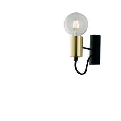 Luminosa Lighting Luminosa Axon Wall Lamp, Black, Gold, E27