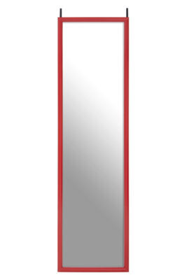 Orsina Red Plastic Frame Over Door Mirror, Durable 124X34Cm Full-Length Mirror For Bedroom Or Bathroom - image 1