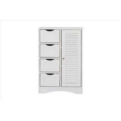 Bathroom Storage Cabinet Cupboard 4 Drawers, 2 Shelves & Metal Handle - - White - image 1