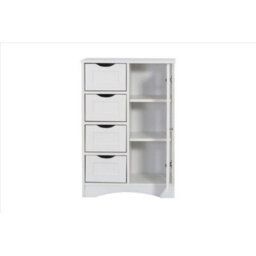Bathroom Storage Cabinet Cupboard 4 Drawers, 2 Shelves & Metal Handle - - White - thumbnail 2