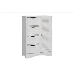 Bathroom Storage Cabinet Cupboard 4 Drawers, 2 Shelves & Metal Handle - - White - thumbnail 3