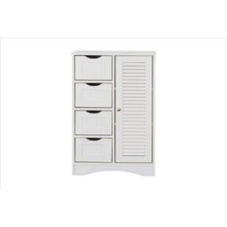 Bathroom Storage Cabinet Cupboard 4 Drawers, 2 Shelves & Metal Handle - - White - thumbnail 1