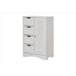 Bathroom Storage Cabinet Cupboard 4 Drawers, 2 Shelves & Metal Handle - - White - thumbnail 4