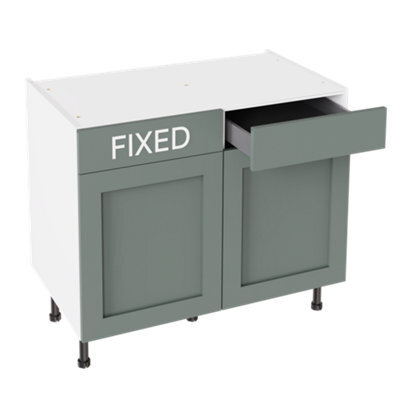 Kitchen Kit Drawerline Base Cabinet 1000mm Shaker - Matt Sage Green - image 1