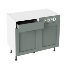 Kitchen Kit Drawerline Base Cabinet 1000mm Shaker - Matt Sage Green - thumbnail 2