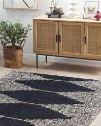 Beliani Rug Bathinda Black/ White 140 X 200 Cm Cotton - thumbnail 2