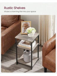 LEDREM Sofa Side Table, 3-Tier End Table, Bedside Table With Steel Frame, For Living Room, Bedroom, Home Office, Industrial Style - thumbnail 2