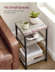 LEDREM Sofa Side Table, 3-Tier End Table, Bedside Table With Steel Frame, For Living Room, Bedroom, Home Office, Industrial Style - thumbnail 5