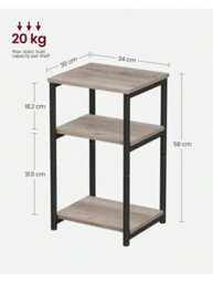 LEDREM Sofa Side Table, 3-Tier End Table, Bedside Table With Steel Frame, For Living Room, Bedroom, Home Office, Industrial Style - thumbnail 4