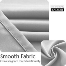 Oxford Homeware Plain Light Grey 230Gsm Blackout Curtain Thermal Insulated Eyelet For Window Curtain Pair (W)117Cm X(L)137Cm - thumbnail 7