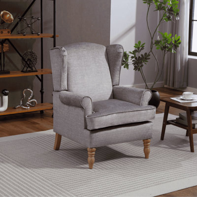 Home Source Helena Fabric Silver Grey Wingback Occasional Armchair - image 1