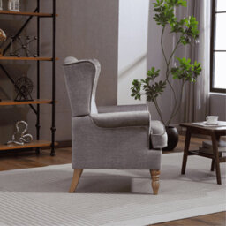 Home Source Helena Fabric Silver Grey Wingback Occasional Armchair - thumbnail 3