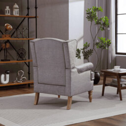 Home Source Helena Fabric Silver Grey Wingback Occasional Armchair - thumbnail 4