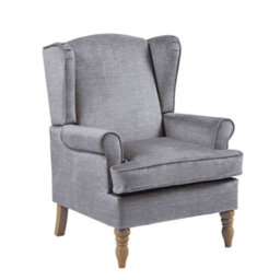Home Source Helena Fabric Silver Grey Wingback Occasional Armchair - thumbnail 8