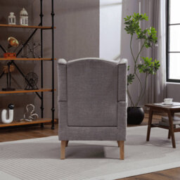 Home Source Helena Fabric Silver Grey Wingback Occasional Armchair - thumbnail 5