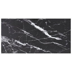 Berkfield Table Top Black 100X50 Cm 6mm Tempered Glass With Marble Design - thumbnail 1