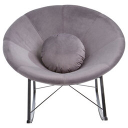 Orsina Luxe Grey Rocking Chair, Textured Velvet Upholstered Armless Chair For Reading, Sturdy Retro Design Seat - thumbnail 3