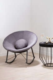 Orsina Luxe Grey Rocking Chair, Textured Velvet Upholstered Armless Chair For Reading, Sturdy Retro Design Seat - thumbnail 2