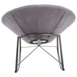 Orsina Luxe Grey Rocking Chair, Textured Velvet Upholstered Armless Chair For Reading, Sturdy Retro Design Seat - thumbnail 5
