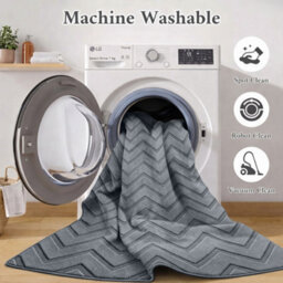 Moonlight Bedding Grey Chevron Rug 200X290Cm, Washable Non-Slip Soft High Low Pile Living Room Carpet - thumbnail 5