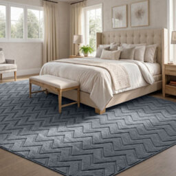 Moonlight Bedding Grey Chevron Rug 200X290Cm, Washable Non-Slip Soft High Low Pile Living Room Carpet - thumbnail 6