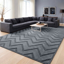 Moonlight Bedding Grey Chevron Rug 200X290Cm, Washable Non-Slip Soft High Low Pile Living Room Carpet - thumbnail 1