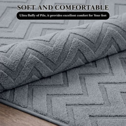 Moonlight Bedding Grey Chevron Rug 200X290Cm, Washable Non-Slip Soft High Low Pile Living Room Carpet - thumbnail 2