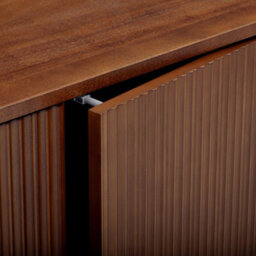 Teamson Home Tremolo Wooden Sideboard 3 Fluted Push-Open Drawers 2 Doors, Walnut - thumbnail 8