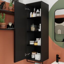 GoodHome Maza Slimline Matt Black Bathroom Single Column Cabinet (H)115Cm (W)36Cm - thumbnail 8