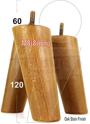 L&F Wood Furniture Feet 120mm High Dark Oak Stain Replacement Furniture Legs Set Of 4 Sofa Chair Stool M8 - image 1