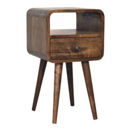 Wyld Haus Thawatchai Mini Mango Wood Bedside Table With Drawer, Grey Wash - thumbnail 4