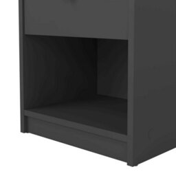 Wyld Haus Kaohsiung Dark Grey 1-Drawer Bedside Table Small Matt Wood - thumbnail 9