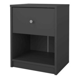 Wyld Haus Kaohsiung Dark Grey 1-Drawer Bedside Table Small Matt Wood - thumbnail 5