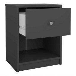 Wyld Haus Kaohsiung Dark Grey 1-Drawer Bedside Table Small Matt Wood - thumbnail 6