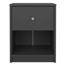 Wyld Haus Kaohsiung Dark Grey 1-Drawer Bedside Table Small Matt Wood - thumbnail 4