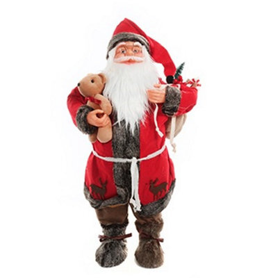 Garden Store Direct Traditional Father Christmas Standing Figures Santa Claus 60Cm Red With Teddy