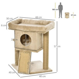 Cat Tree Tower Indoor With Cats Scratching Post Cat House, Coffee - thumbnail 2