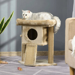 Cat Tree Tower Indoor With Cats Scratching Post Cat House, Coffee - thumbnail 3