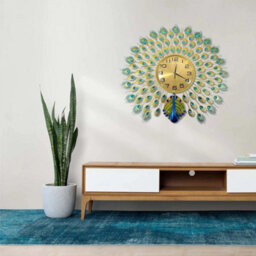 Peacock Wall Clock Retro Peacock Wall Watch Non Ticking For Home Office - 70Cm - thumbnail 4