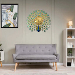 Peacock Wall Clock Retro Peacock Wall Watch Non Ticking For Home Office - 70Cm - thumbnail 6