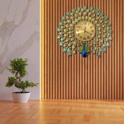Peacock Wall Clock Retro Peacock Wall Watch Non Ticking For Home Office - 70Cm - thumbnail 3