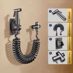 Toilet Sprayer Gun, Handheld Bidet Sprayer, Bathroom Connector Set With Water Separator, Grey - thumbnail 2