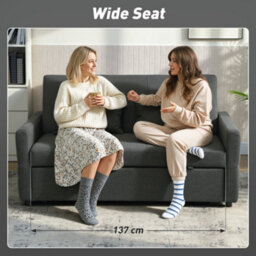 Wyld Haus Lula Charcoal Grey 3-Way Convertible 2-Seater Sofa Bed, Linen-Look Fabric - thumbnail 8