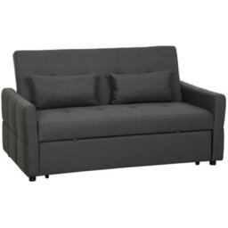 Wyld Haus Lula Charcoal Grey 3-Way Convertible 2-Seater Sofa Bed, Linen-Look Fabric - thumbnail 2